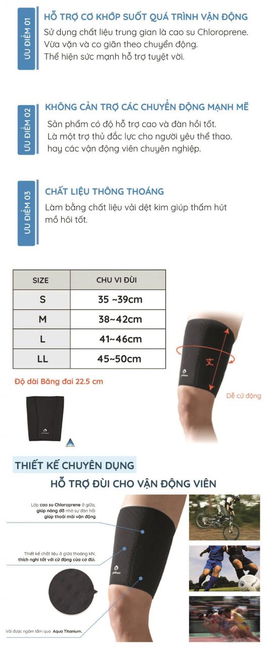 Đai Bảo Vệ Đùi Phiten hỗ trợ vận động trong thể thao 4 Phụ Kiện Sức Khoẻ Phiten